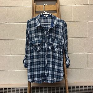 Kut from the Kloth plaid top with snaps